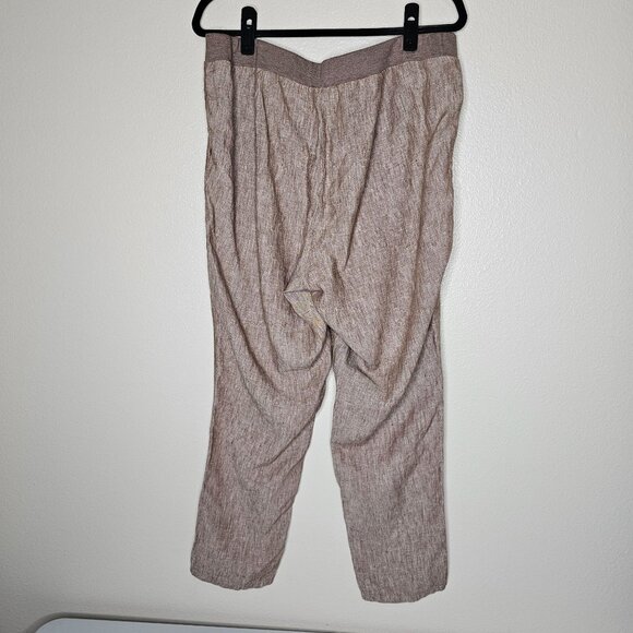 J Jill Love Linen M Brown Pull On Tapered Leg Pants Coastal Beach Resort - Picture 4 of 6